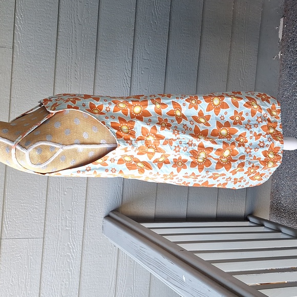 Vintage 70s Floral Cotton Overall Hippie Dress Whimsical Colorful L/XL - Picture 5 of 11